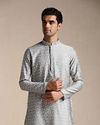 Silver Grey Jacquard Patterned Kurta Set image number 0